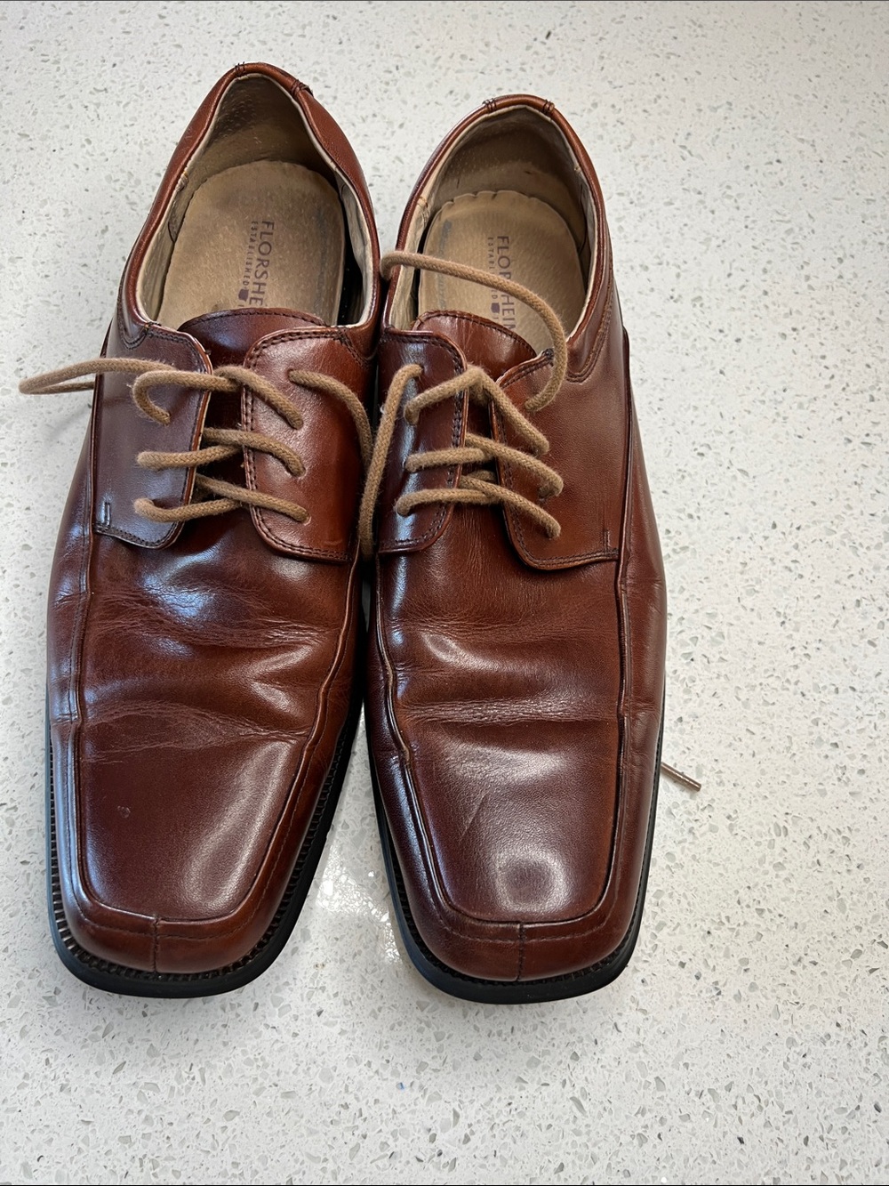 Florsheim Men's Cognac Brown Leather Lace-Up Oxfords